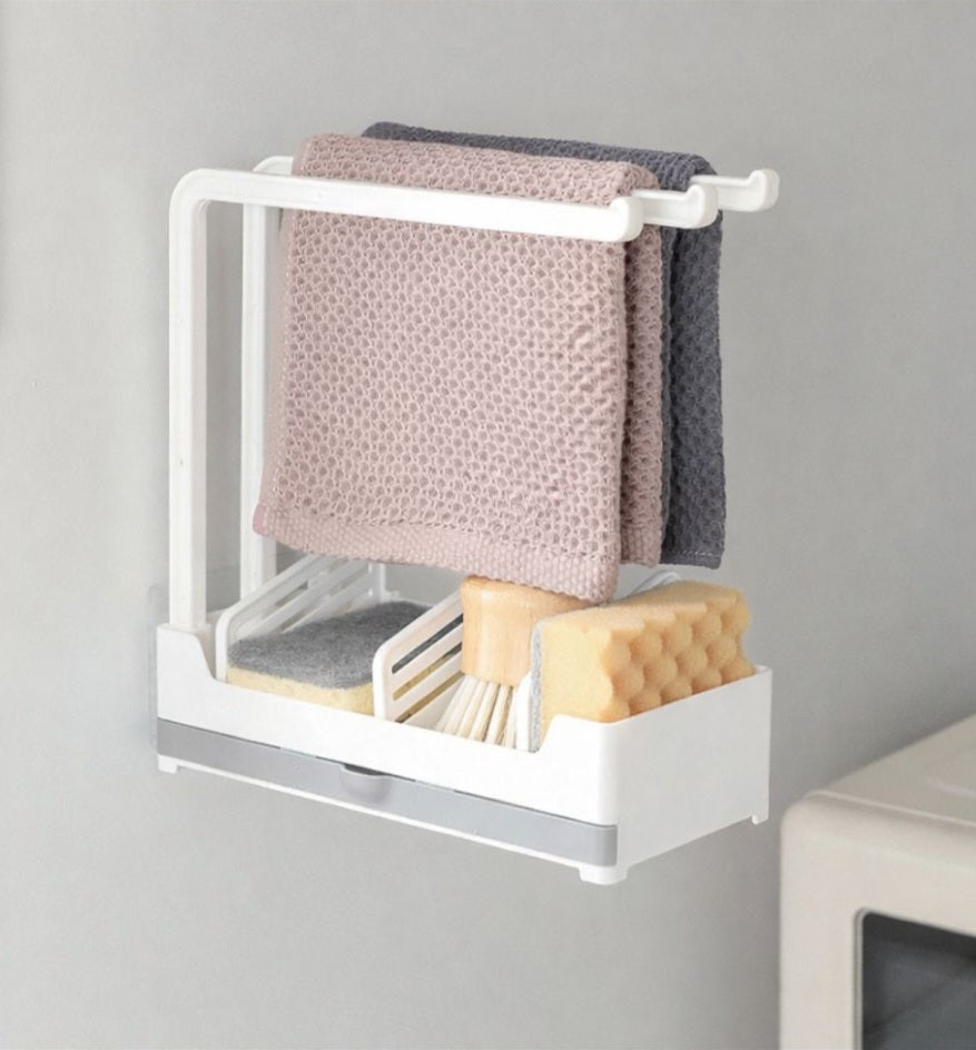 מדף אחסון עם מתלה ומגש ניקוז