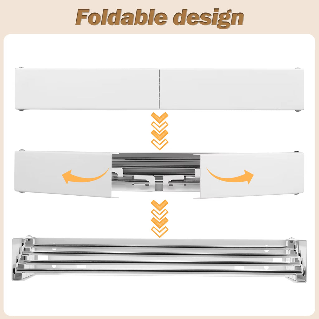 Folding Clothes Hanger Stainless Steel Laundry Drying Rack Wall Mount Travel Indoor Balcony Towel Bar Collapsible Drying Rack